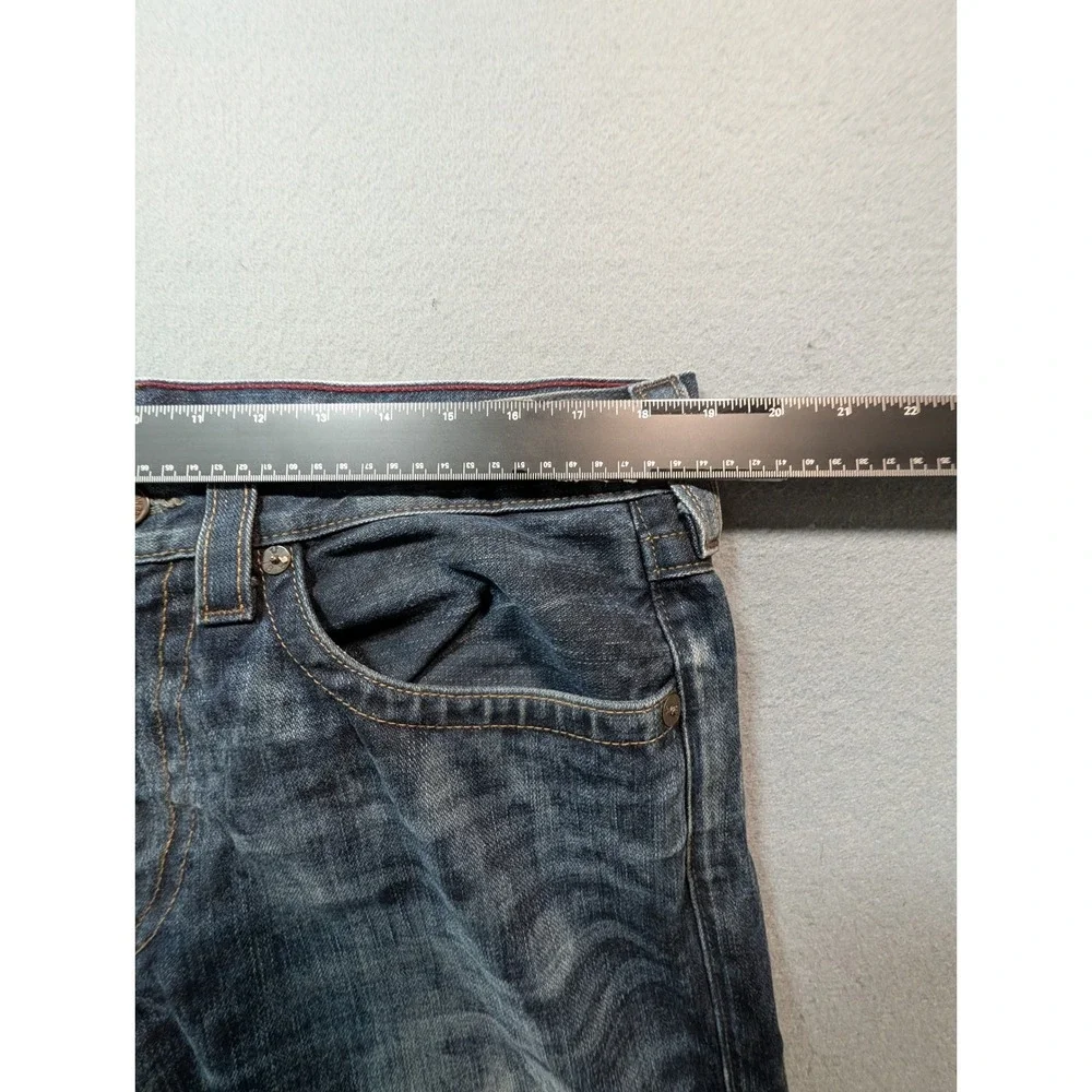 True Religion Ricky Relaxed Straight Jeans‎ Mens 36 Blue Distressed Selvedge